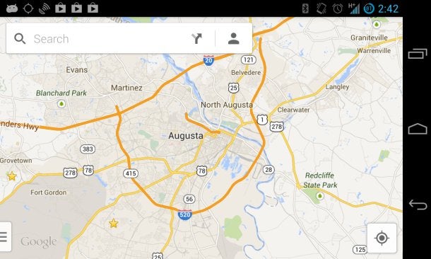 Google Maps 7.0 bietet Offline-Karten per Befehl statt Menüpunkt. (Bild: Antuan Goodwin/CNET)