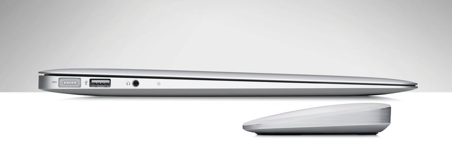 Vom Design her ist die Ultrathin Touch Mouse T630 exakt auf keilförmige Ultrabooks und MacBooks abgestimmt.