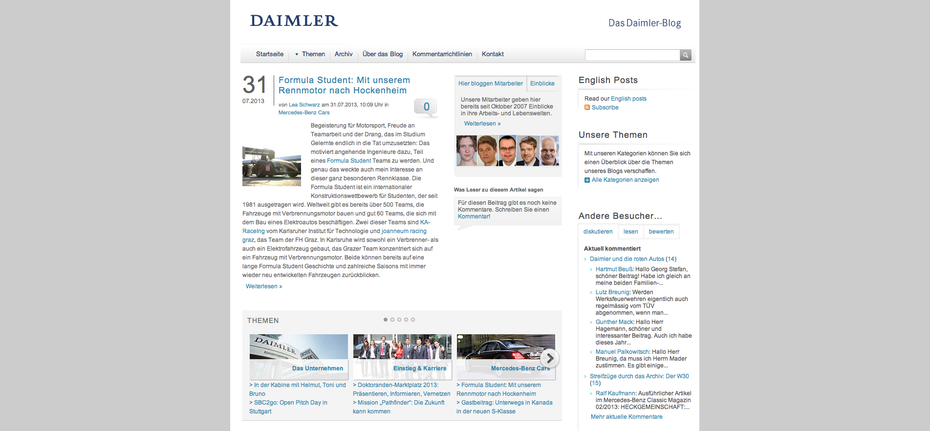 Der Corporate Blog von Daimler. (Screenshot: blog.daimler.de)