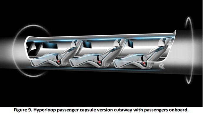 Hyperloop: Die Passagiere sollen in solchen Kapseln sitzen. (Bild: SpaceX)