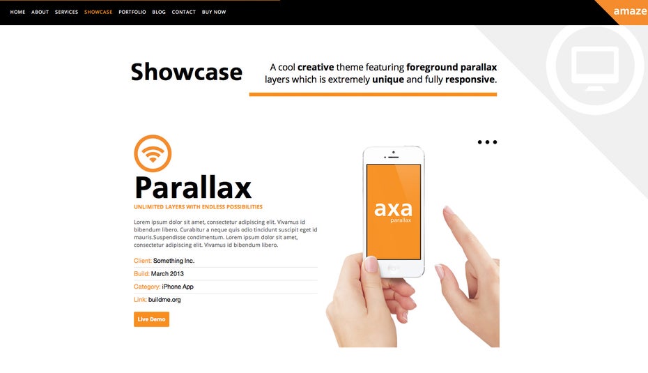 Parallax Theme: Amaze