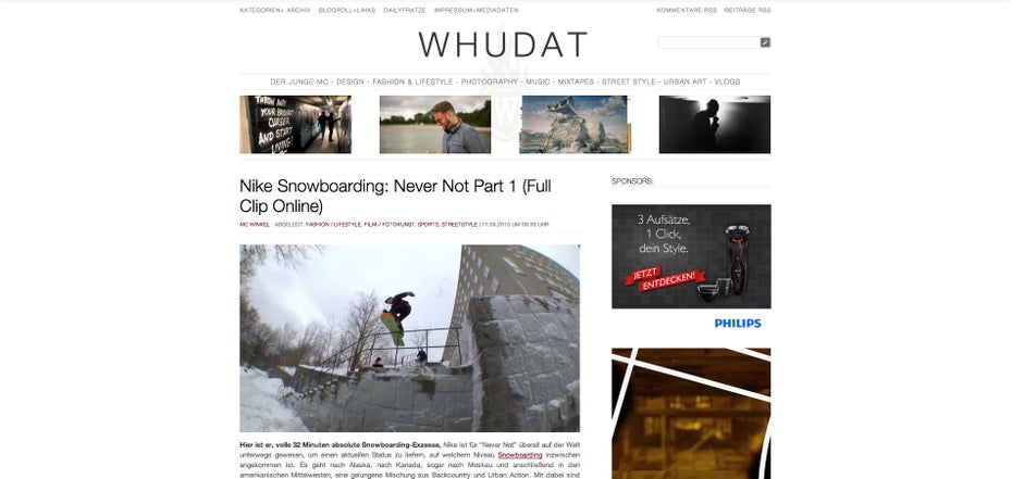 Mathias Winks bloggt auf whudat.de. (Screenshot: Whudat)