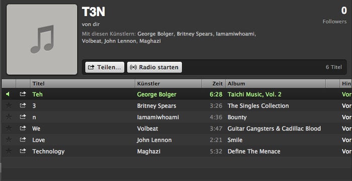 Spotify: So lässt sich mit Playlisten eine eigene Message verbreiten. (Screenshot: Spotify)