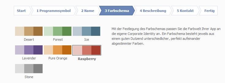 Die Auswahl an Farbschemata ist relativ klein. (Screenshot: chayns)