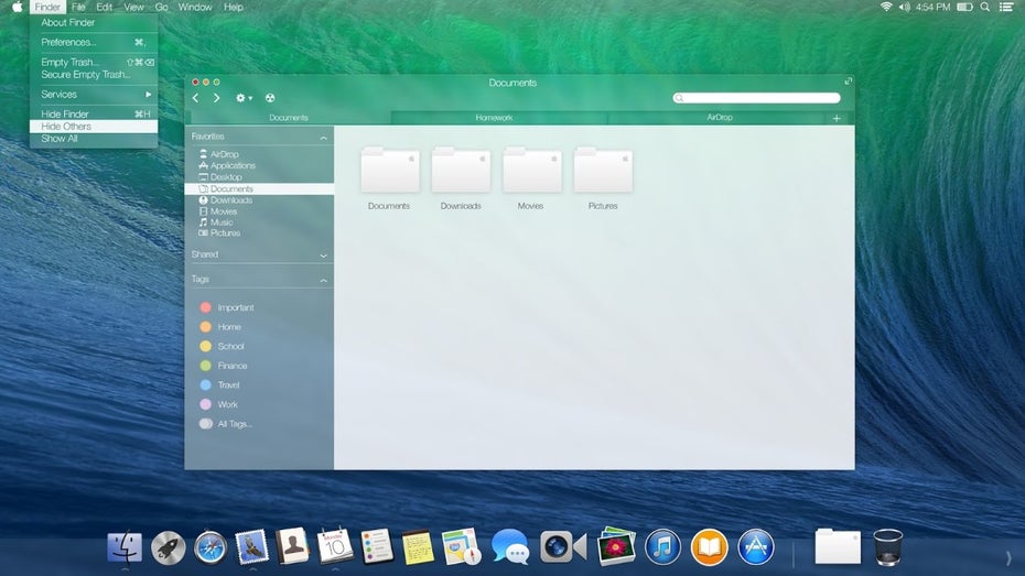 OS X: Konzept eines Mavericks-Nachfolger mit viel Transparenz. (Bild: )