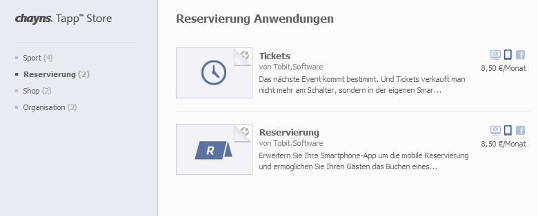 Der Tapp Store in chayns bietet kostenlose und kostenpflichtige Erweiterungen. (Screenshot: chayns)