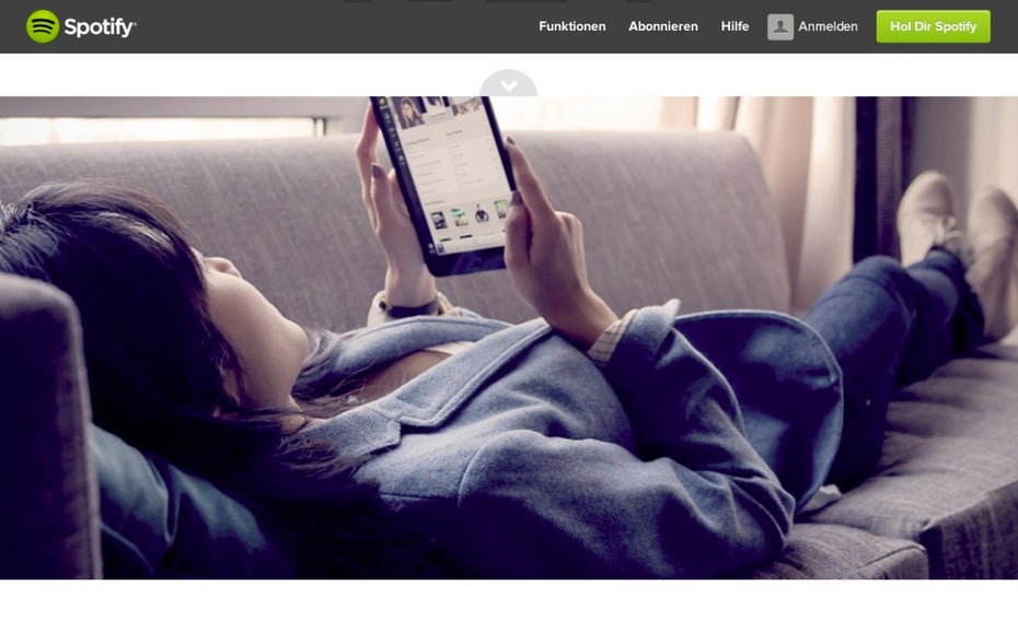 Auch Spotify geizt nicht mit „parallaxen“ Effekten.