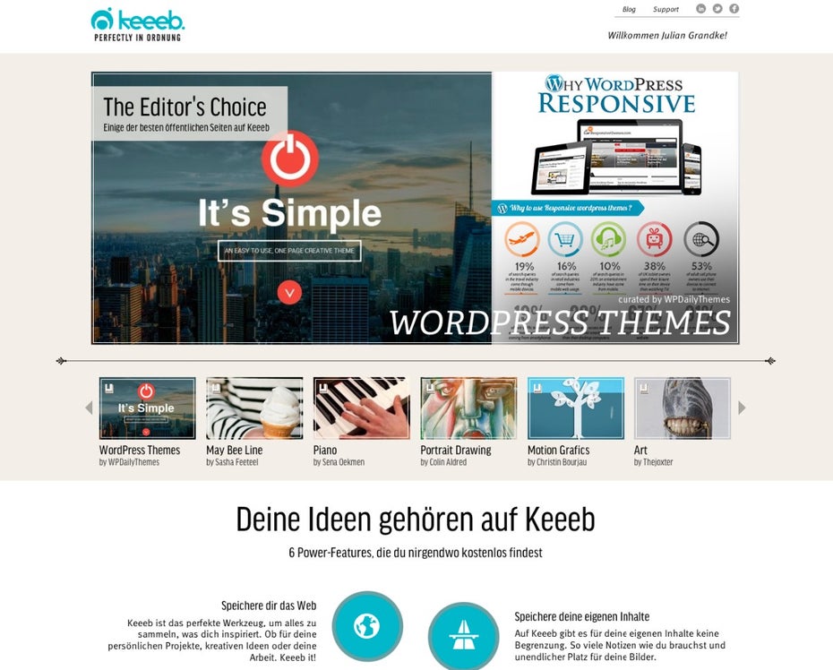 Das Hamburger Startup keeeb  ist mit der Mission an den Start gegangen Social Bookmarking intelligenter und relevanter zu gestalten. (Screenshot: Keeeb)