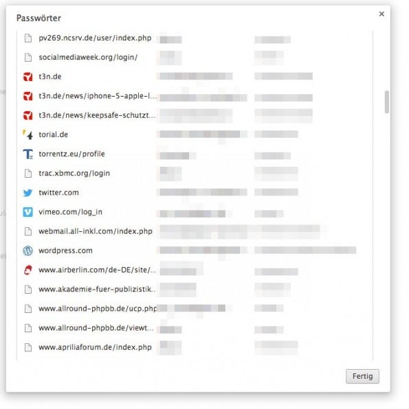In den Einstellungen zeigt Chrome immer alle gespeicherten Passwörter im Klartext an – eine Sicherheitslücke in den Augen vieler Anwender.