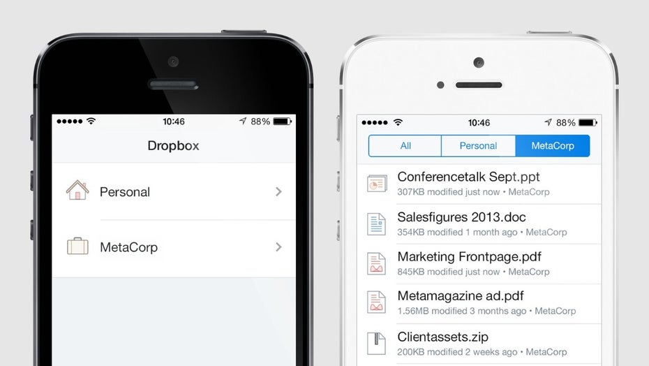 Screenshot von Dropbox für Unternehmen.