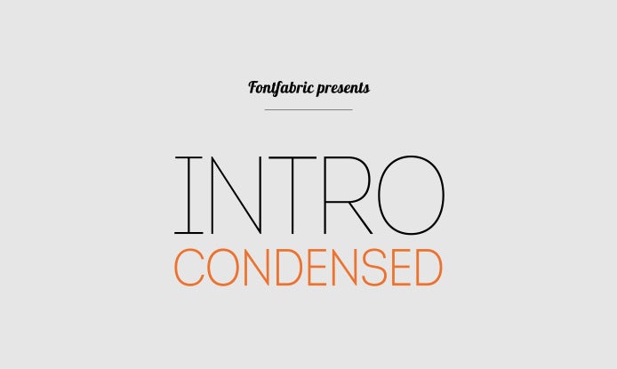Intro Condensed Free ist ein schicker kostenloser Font, der sich vor allem für Headlines gut eignet. (Grafik Fontfabric)