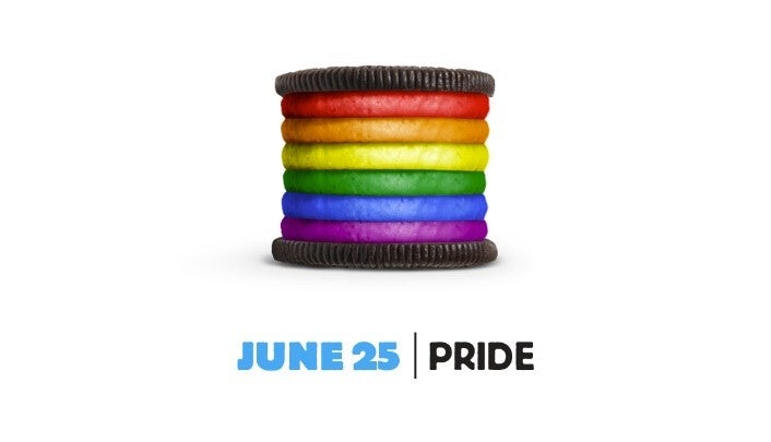 Eine der großartigen Social-Media-Kampagnen: Oreo hat für den „Gay Pride Day“ einen Keks im Regenbogen-Look konzipiert. (Screenshot: Oreo)
