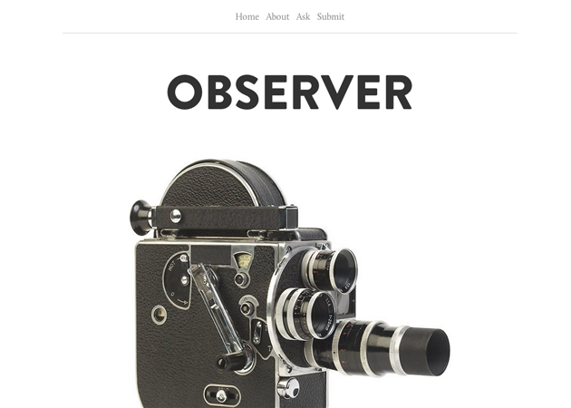 Das Theme namens Observer ist wieder ein Vertreter von absolutem Minimalismus. Außer schwarzer Schrift auf weißem Grund und einigen Linien gibt es hier nicht viel zu sehen – im positiven Sinne. (Quelle: tumblr.com)