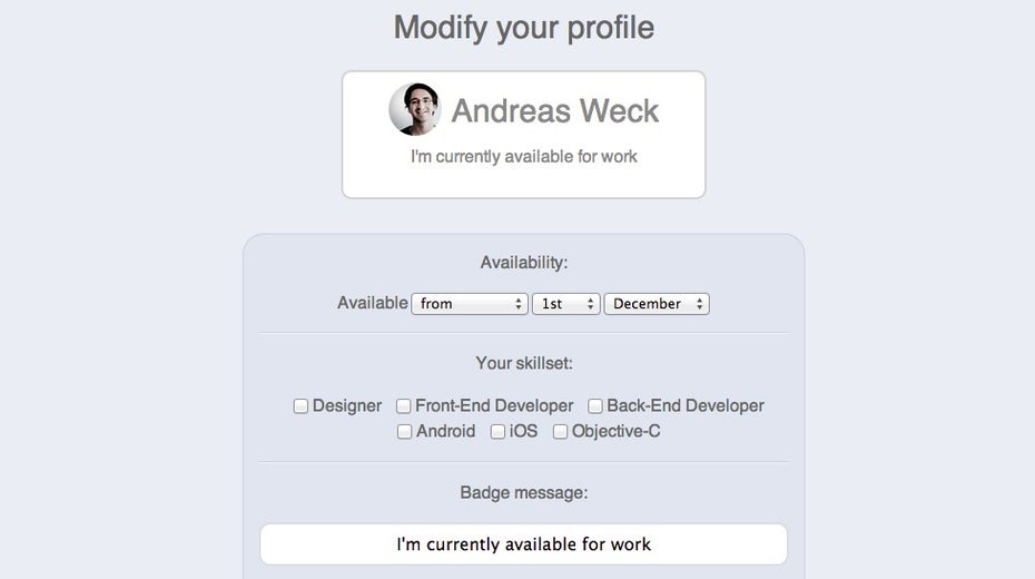 Availability.is: Lege dein Jobangebot an. (Screenshot: availability.is)