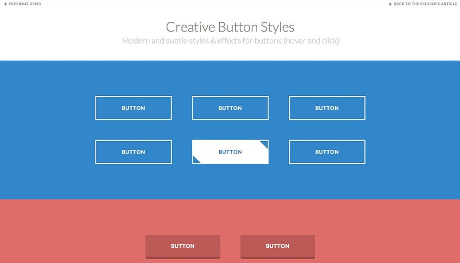 Frontend-Demo: Kreative Beispiele für Buttons. (Screenshot: Codrops)