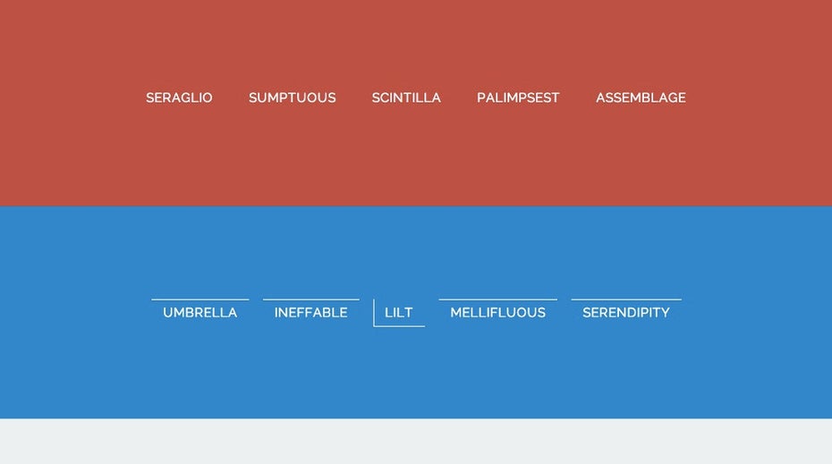 Frontend-Design: Vorallem Menu-Links können auch mal etwas mehr hermachen. (Screenshot: Codrops)