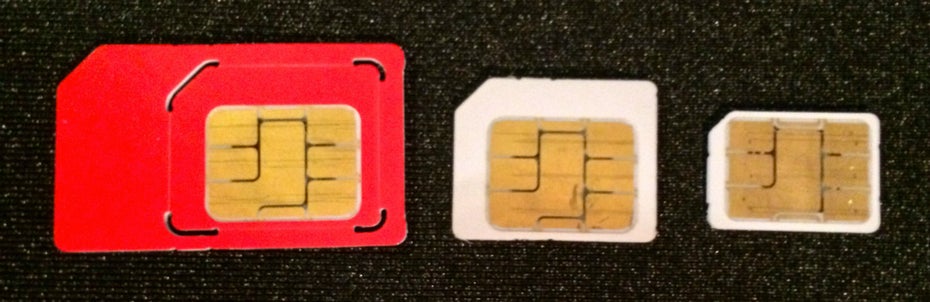 Von links nach rechts: Mini-SIM, Micro-SIM, Nano-SIM (Bild: t3n.de)