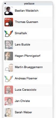 Die interne Kommunikation mit anderen Abteilungen läuft bei Yeebase über XMPP. Als Client dient mir Adium unter Mac OS X. (Screenshot: Moritz Stückler)