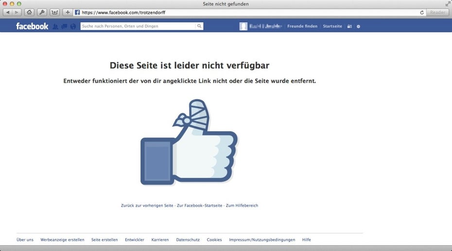 Ich habe meinen Facebook-Account gelöscht. Wirklich. (Screenshot: Facebook)