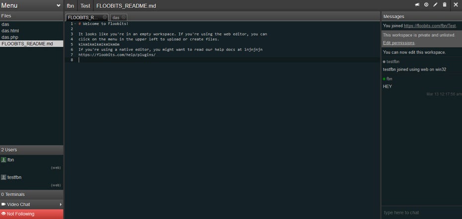 Kollaboratives Programmieren mit Floobits. (Screenshot: t3n)