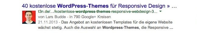 Das Autoren-Markup: ein Sonderfall der Rich Snippets. (Screenshot: t3n.de)