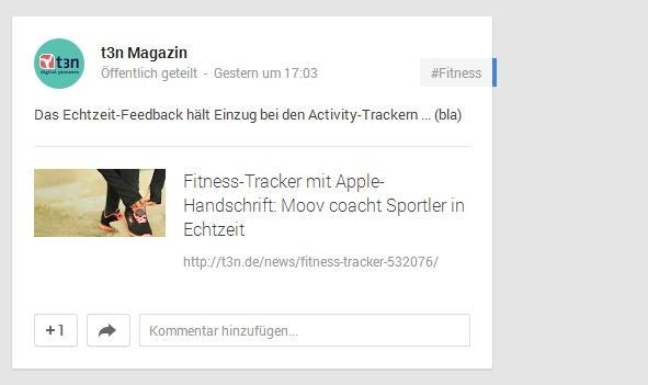 Google+ wird im Social Media-Reigen oft übersehen. Hier zählen prägnante Überschriften. (Screenshot: Google)