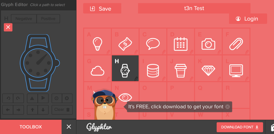 Glyphter Editor Screenshot