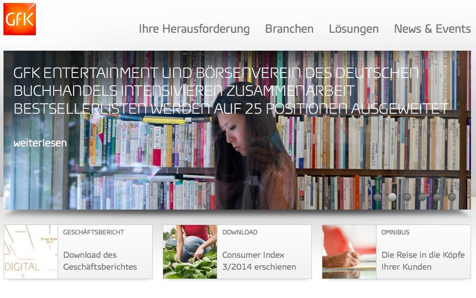 Marktforschungsunternehmen wie die GFK liefern Studien zum Konsum- und Vervaucherverhalten. Einfache Marktforschung können Händler schon selbst betreiben. (Screenshot: GFK)