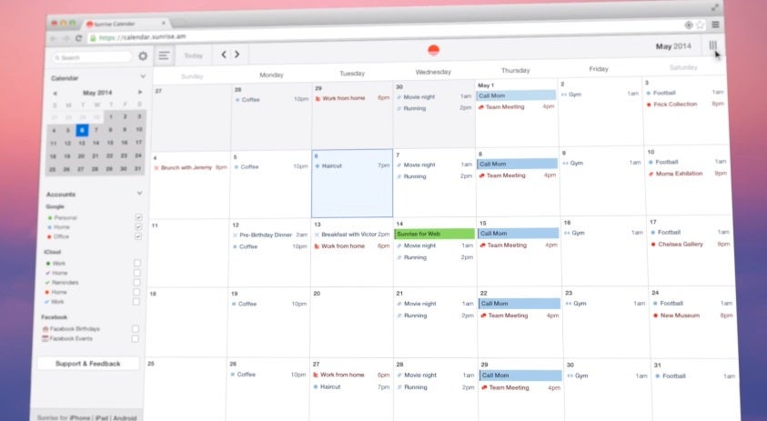 Auch die neue Webversion der Kalender-App macht einen guten Eindruck. (Bild: Sunrise)