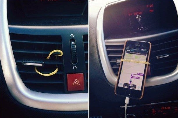 Technik-Lifehack #10 – Smartphone-Halter für das Auto. (Bild: Pinterest)