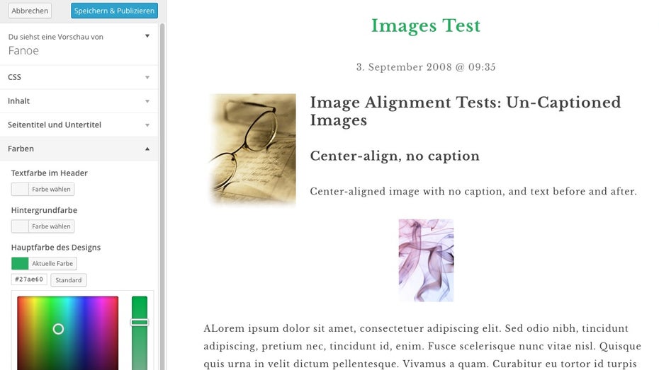WordPress-Theme-Customizer. (Screenshot: eigene WordPress-Installation) So entwickelst du WordPress-Themes, die die User personalisieren können