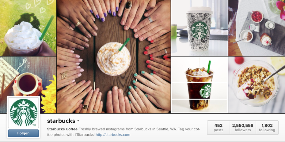 Starbucks ruft seine User auf ihre persönlichen Kaffee-Bilder zu posten. (Screenshot: http://instagram.com/starbucks)