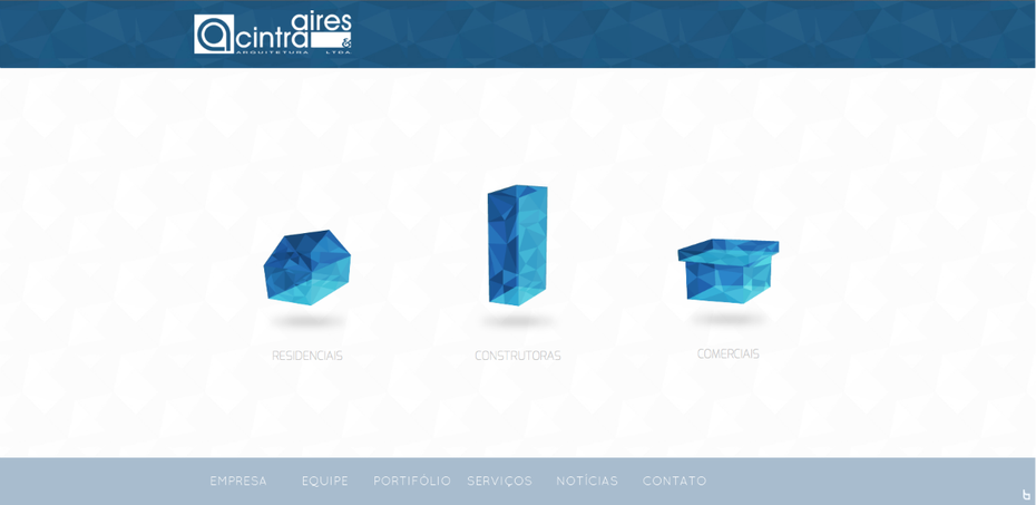 Aires & Cintra Arquitetura nutzt Polygon Design für Key Visuals und den Hintergrund. (Screenshot: Aires & Cintra Arquitetura)