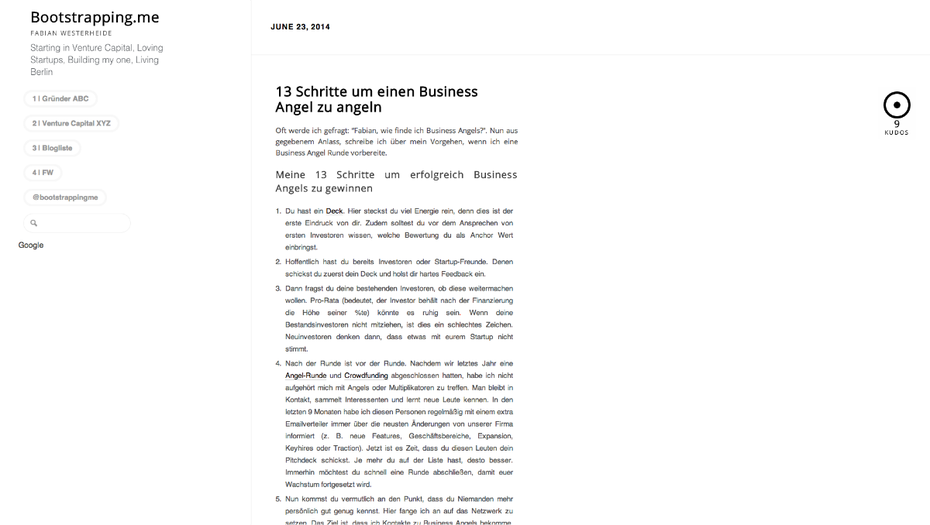 t3n-Blogperlen Startups #7: Bootstrapping.me. (Screenshot: t3n)