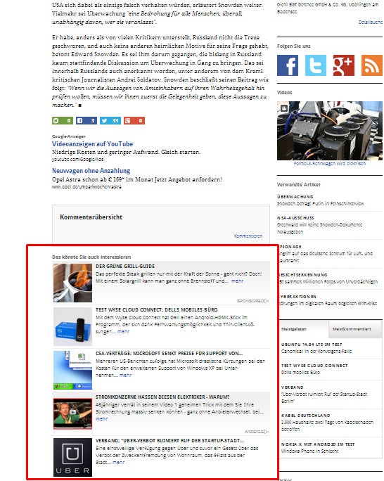 Die plista-Anzeigen auf Golem.de. (Screenshot: golem.de)