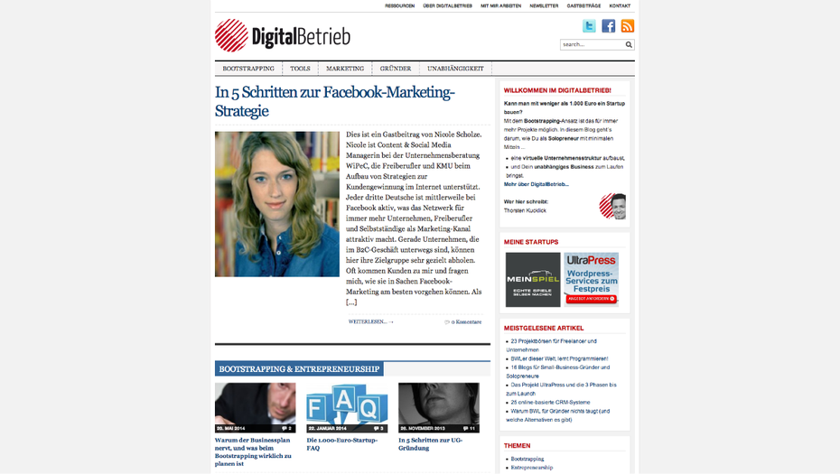 t3n-Blogperlen Startups #2:  DigitalBetrieb. (Screenshot: t3n)