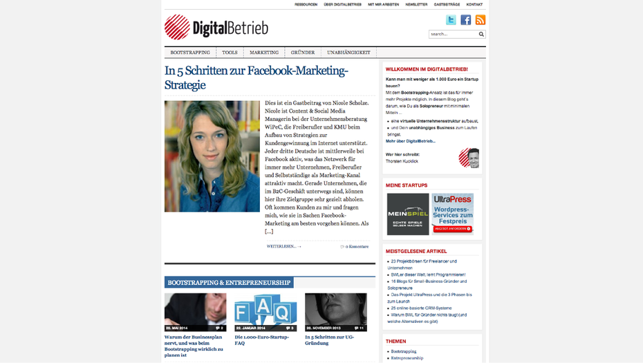 t3n-Blogperlen Startups #2: DigitalBetrieb. (Screenshot: t3n)