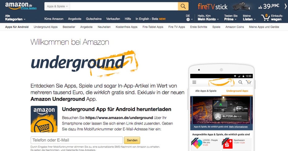 Kostenlose Android-Apps findet ihr bei Amazon Underground. (Screenshot: Amazon.de)