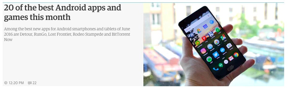 Auch the Guardian informiert seine Leser über kostenlose Android-Apps. (Screenshot: theguardian.com)
