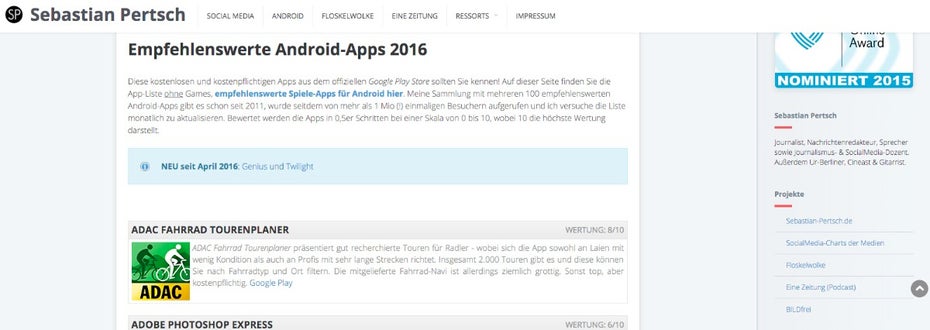 Ebenfalls eine schönen Quelle für interessante Android-Apps. (Screenshot: Rockbär.de)