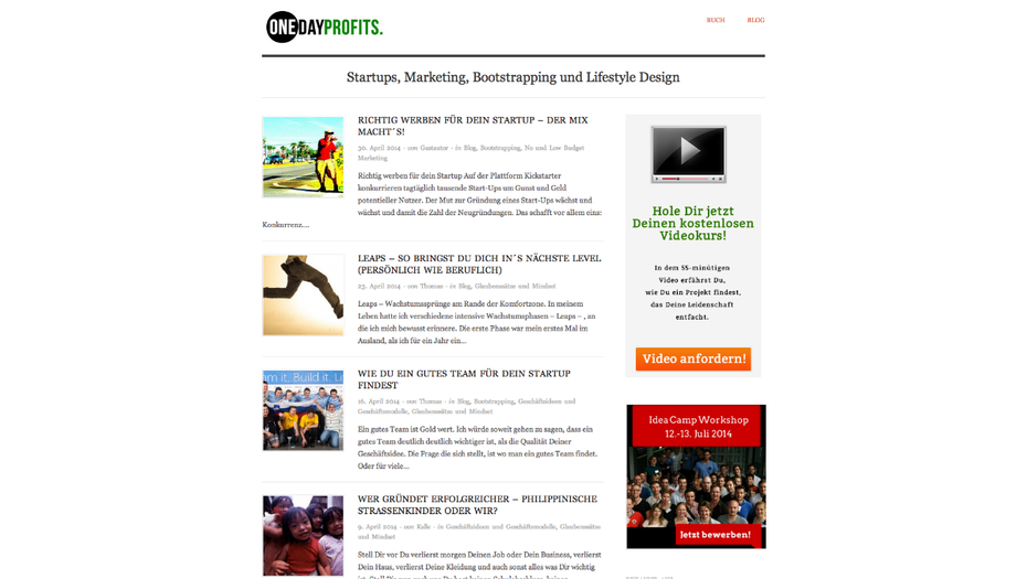 t3n-Blogperlen Startups #9: Onedayprofits. (Screenshot: t3n)