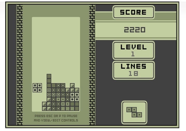 Mit Tetris 1989 könnt ihr nicht nur eine Version im Browser zocken, die sehr nah am Ur-Tetris auf dem GameBoy ist, sondern sogar die Musik von damalas beinhaltet. (Screenshot:; Tetris-Fans)