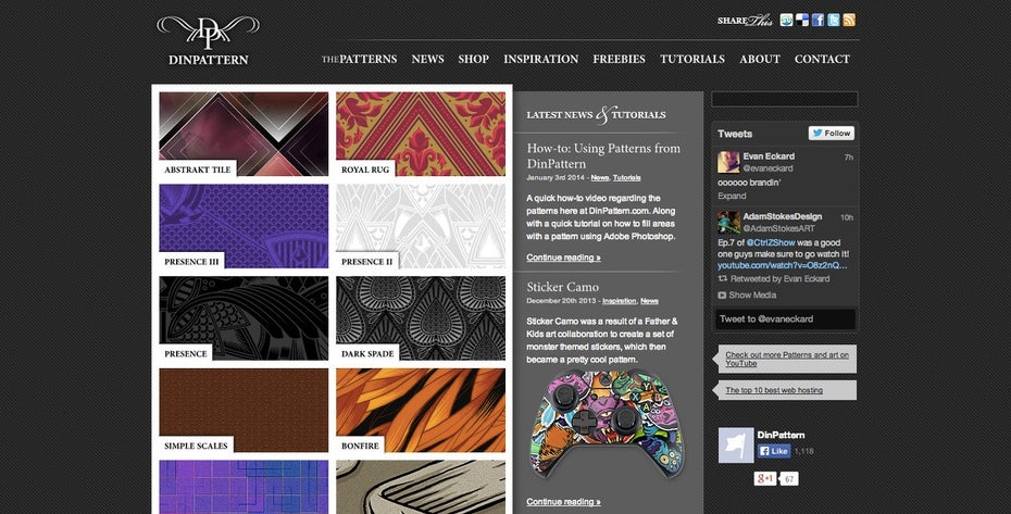 Dinpattern ist eine weitere gute Anlaufstelle für kostenlose Pattern. (Screenshot: Dinpattern)