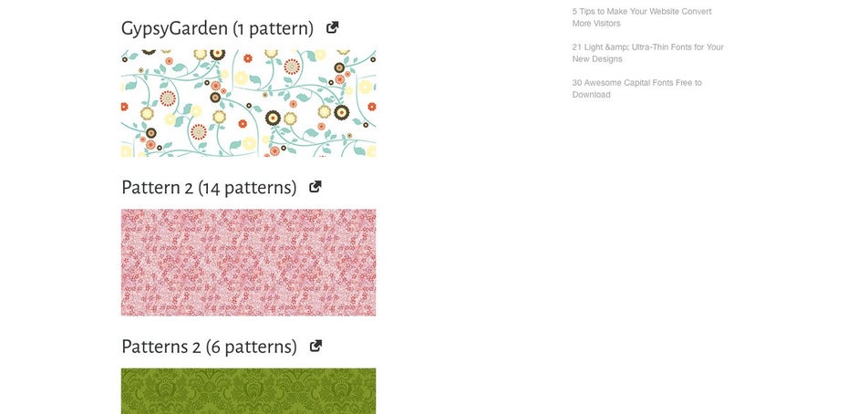 Webdesignledger bietet eine nette Sammlung von kostenlosen Patterns. (Screenshot: Webdesignledger)