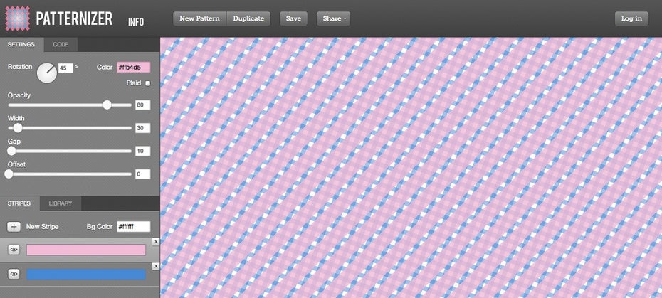 Mit dem Patternizer erstellt ihr schicke CSS3-Pattern. (Screenshot: Patternizer)