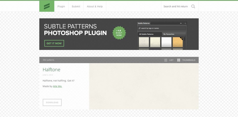 Subtle Pattern ist eine gute Quelle für kostenfreie Muster. (Screenshot: Subtle Patterns)