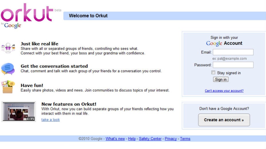 Orkut wurde in den vergangenen Jahren von anderen Google-Diensten überholt. (Bild: Screenshot)