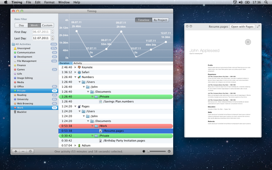 Timing setzt auf automatisches Time-Tracking im Hintergrund. (Bild: Timing)