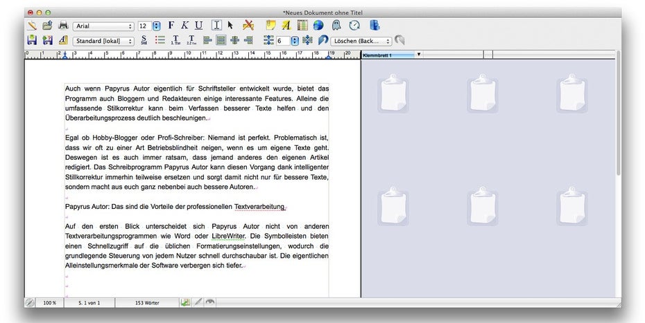 Papyrus Autor: Die Texverarbeitung richtet sich an Schriftsteller und Sachbuchautoren und bietet einige spannende Features. (Screenshot: t3n)