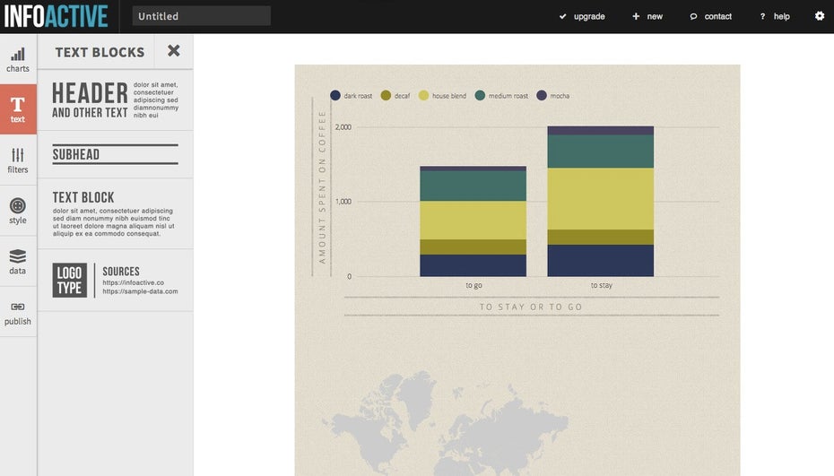 Mit Infoactive erstellt ihr kinderleicht eigene Infografiken. (Screenshot: Infoactive)